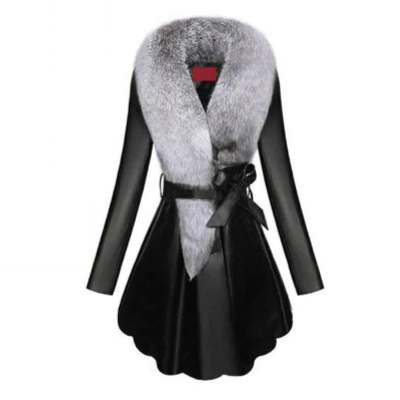 

Faux Fur Coat Women Winter Female Sheepskin Coats Pure Color Faux Fox Fur Collars Snap Fastener Furs Oversize Big Size 8Xl