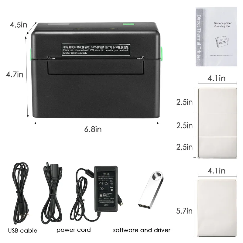4 Inch Bluetooth Thermal Label Printer Shipping Address Barcode Maker Sticker Printers With 152mm/s For UPS DHL Fedex Express
4 Inch Bluetooth Thermal Label Printer Shipping Address Barcode Maker Sticker Printers With 152mm/s For UPS DHL Fedex Express