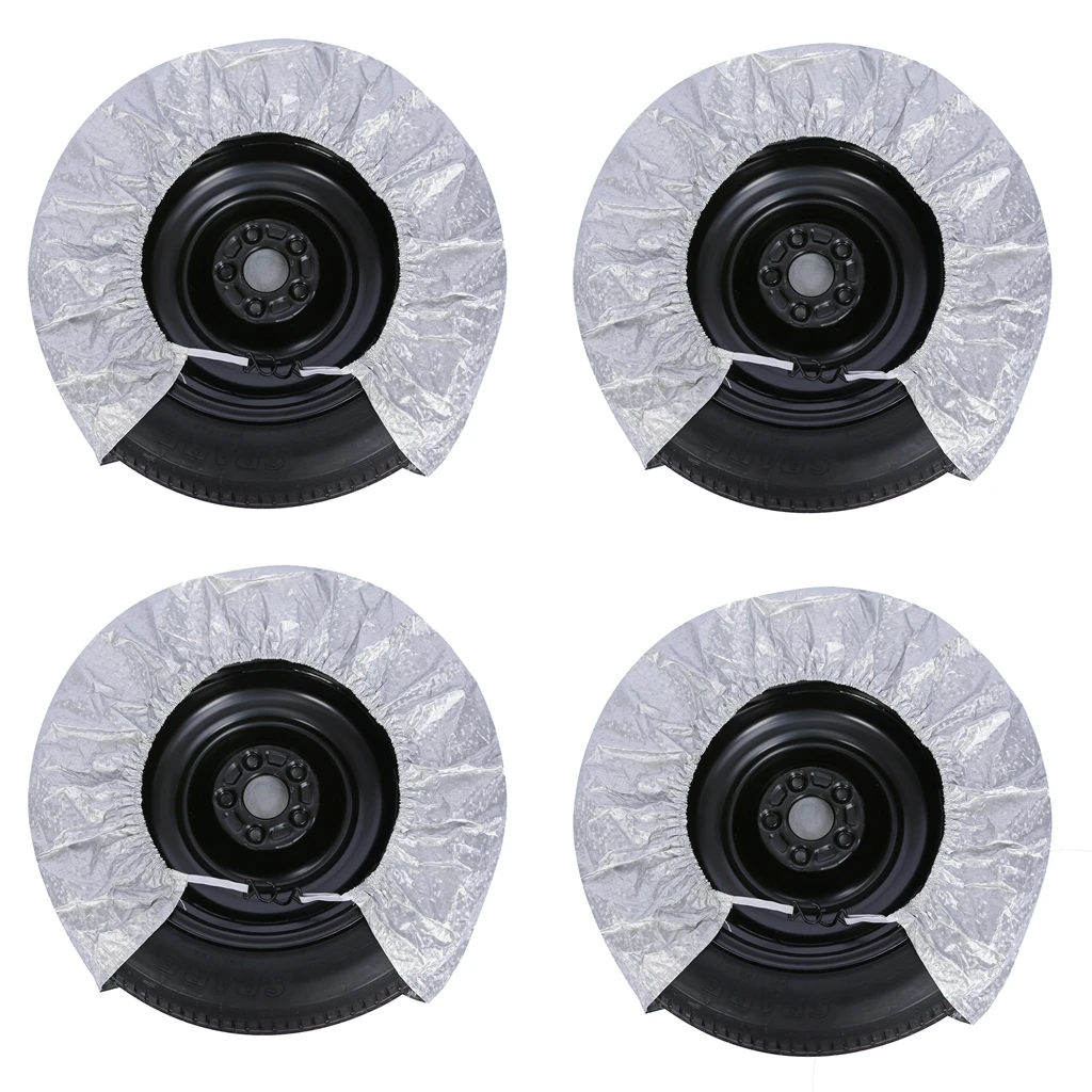 4pcs Tire Covers Aluminum Film Tire Protectors Universal Fits 25" Tire Diameters for Jeep, Truck, SUV, Trailer, Camper, RV
4pcs Tire Covers Aluminum Film Tire Protectors Universal Fits 25" Tire Diameters for Jeep, Truck, SUV, Trailer, Camper, RV