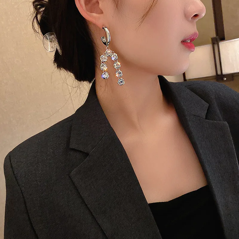 Shiny Rhinestone Zircon Drop Long Earrings 2020 New Fashion Simple Temperament Earings Jewelry Korean Ins Style | Украшения и