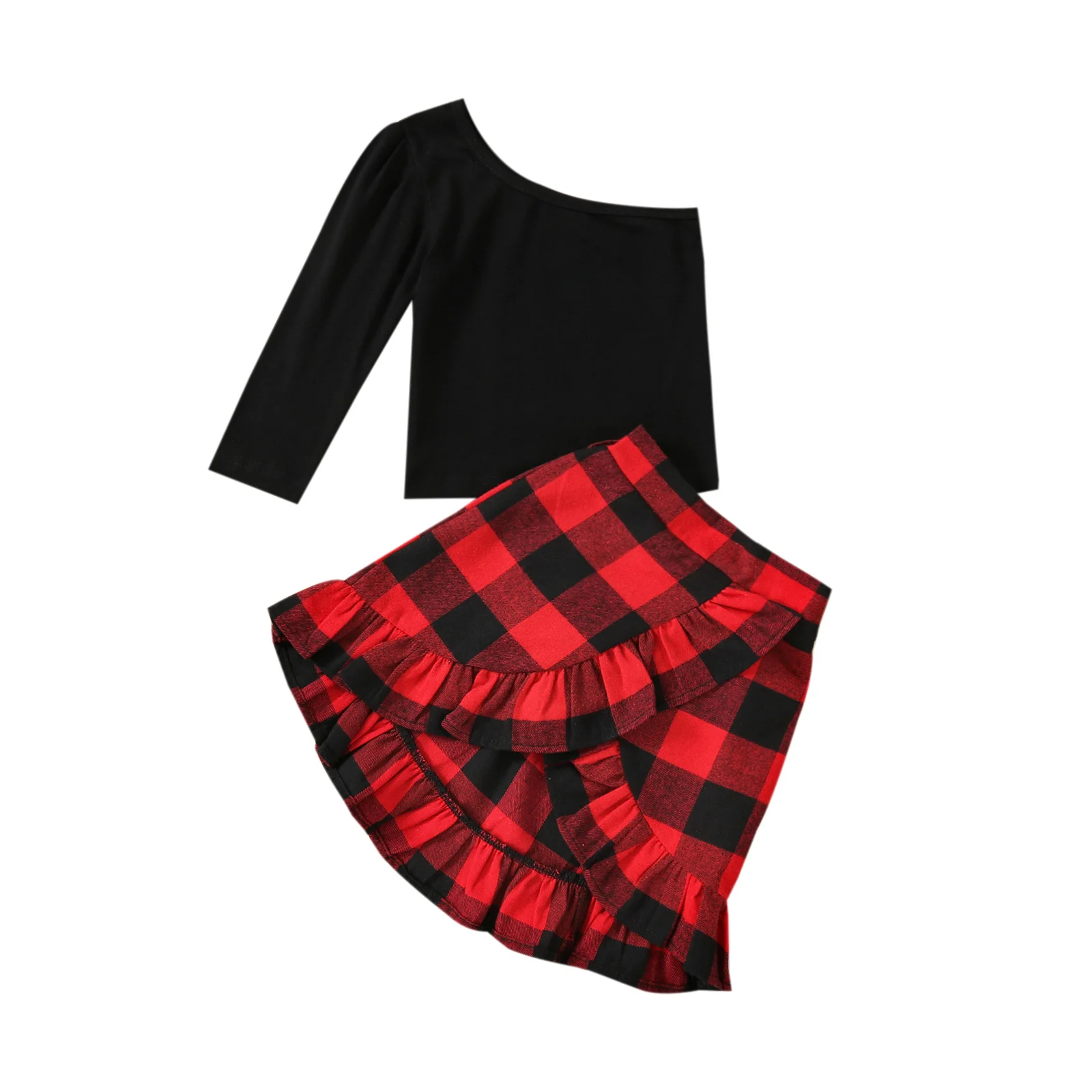 Lovely Kids Baby Girls Clothing 2pc Autumn Spring Cotton Suit Fashion One-shoulder Long Sleeve Tops and Plaid Ruffle Short Skirt
Lovely Kids Baby Girls Clothing 2pc Autumn Spring Cotton Suit Fashion One-shoulder Long Sleeve Tops and Plaid Ruffle Short Skirt