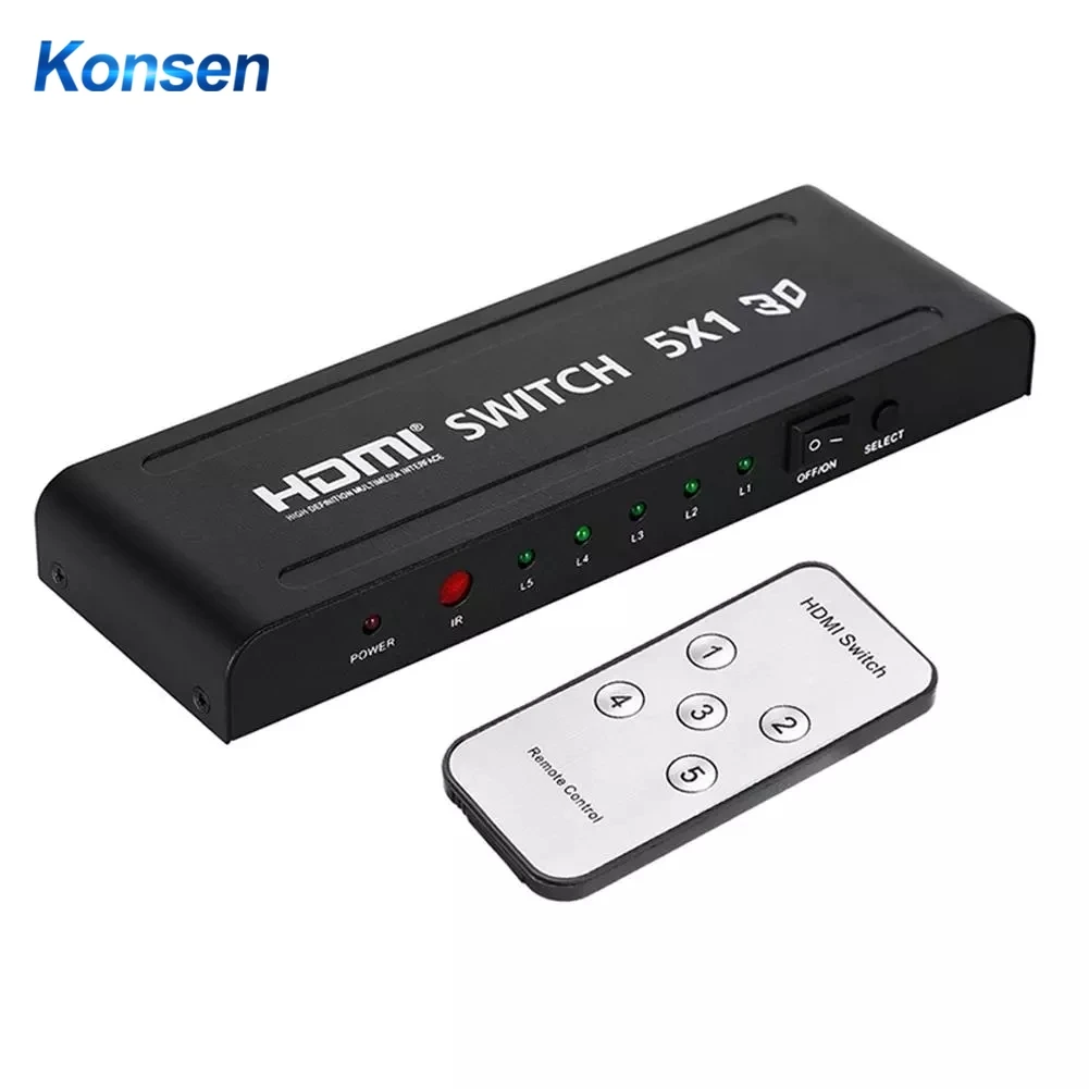 5 портов HDMI переключатель 5x1 3D 1080p 4k сплиттер концентратор с ИК пультом