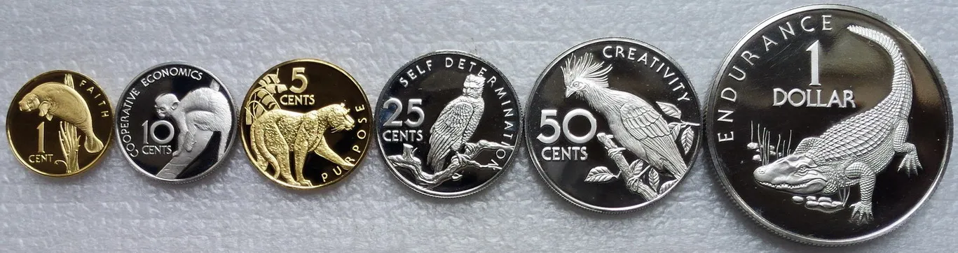 Guyana 1.5.10.25.50 Cents 1 Usd in 1976 Full Set 6 Pieces Unc Real Original Coins Collection
Guyana 1.5.10.25.50 Cents 1 Usd in 1976 Full Set 6 Pieces Unc Real Original Coins Collection