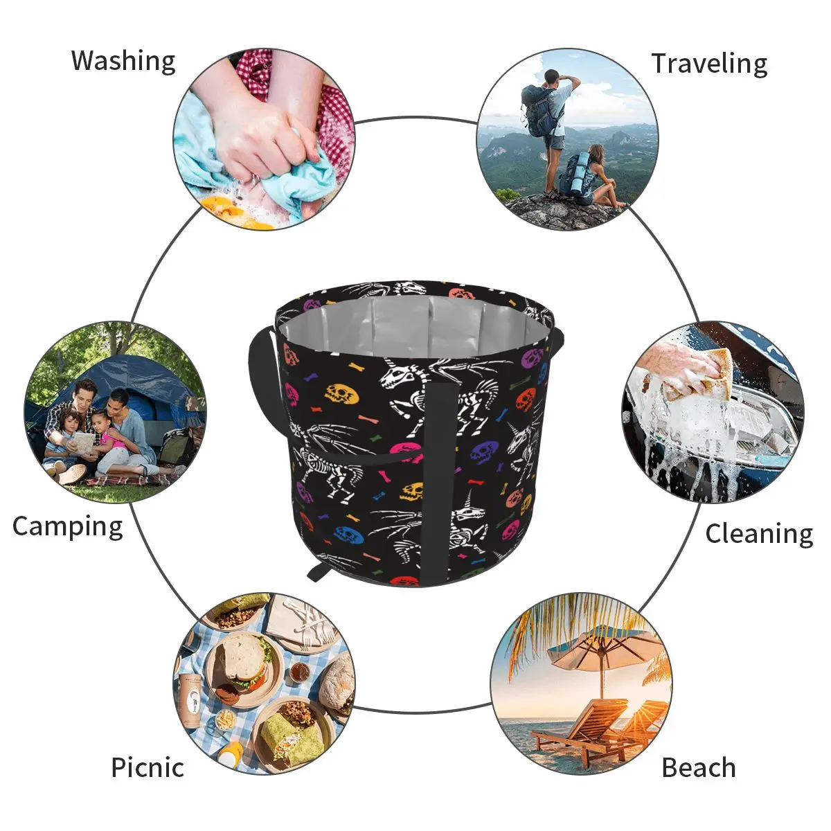 Foldable Water Bag Multicolored Human Skulls Bones Unicorn With Wings Outdoor Sports Camping Hiking Storge Water Bucket Picnic
Foldable Water Bag Multicolored Human Skulls Bones Unicorn With Wings Outdoor Sports Camping Hiking Storge Water Bucket Picnic