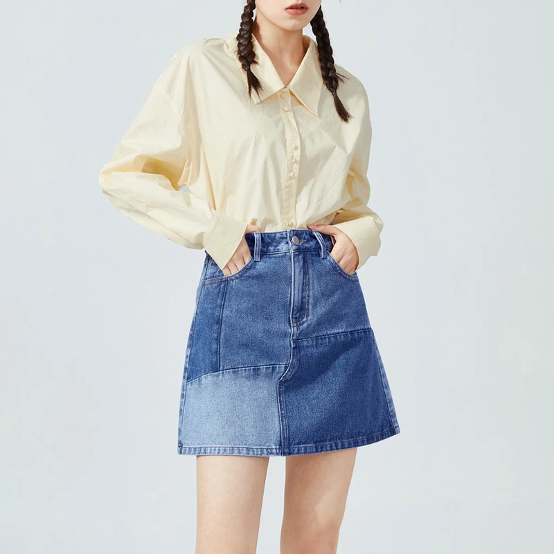 CHICEVER Blue Patchwork Vintage Skirt For Female High Waist Pockets A Line Mini Women's Skirts 2021 Fashion Tide Summer Clothing
CHICEVER Blue Patchwork Vintage Skirt For Female High Waist Pockets A Line Mini Women's Skirts 2021 Fashion Tide Summer Clothing