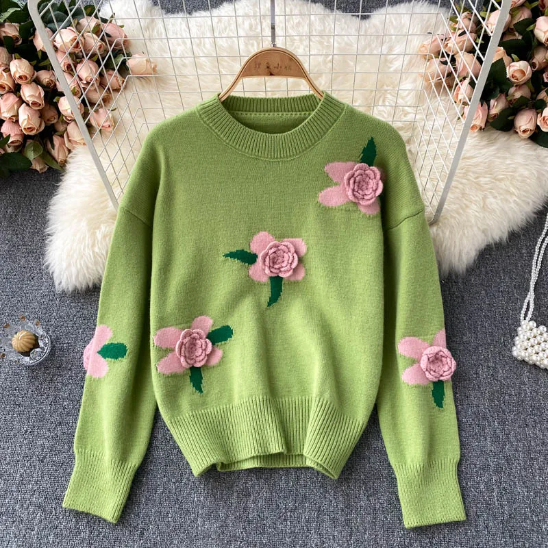 2021 Autumn and Winter New Korean Round Neck Sweater Women's Pullover Embroidery Flowers Sweet Niche Japanese Sweater Trend
2021 Autumn and Winter New Korean Round Neck Sweater Women's Pullover Embroidery Flowers Sweet Niche Japanese Sweater Trend