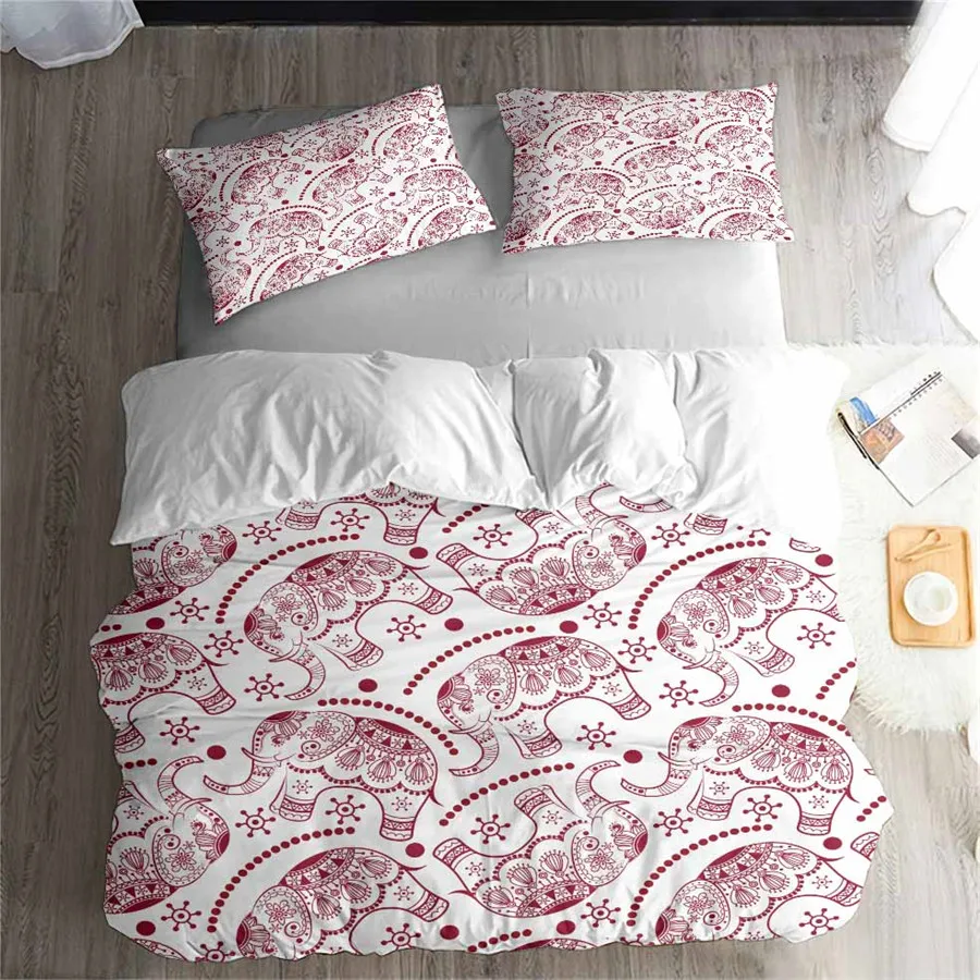

HELENGILI 3D Bedding Set Elephant Print Duvet cover set lifelike bedclothes with pillowcase bed set home Textiles #DX-11