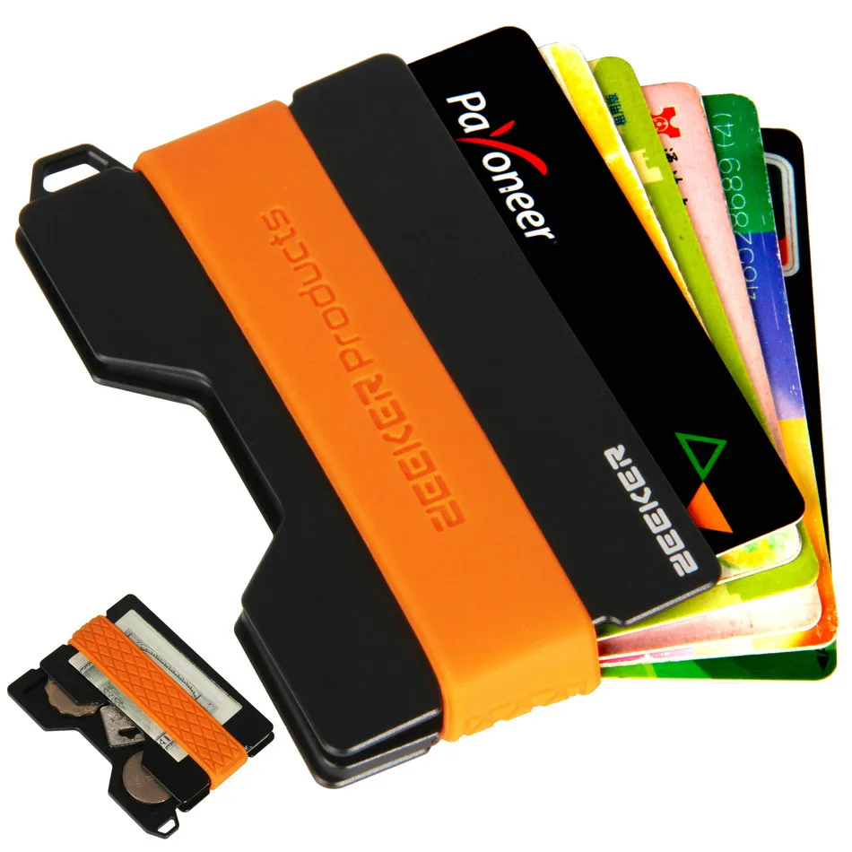 Новый тонкий металлический кошелек с ключом/монетным замком Rfid держатель для