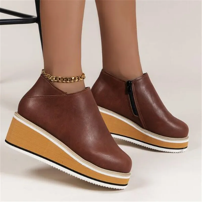 Ladies Platform Wedges Women's Flat Shoes Fashion Winter Warm Short Plush Zipper Women's Shoes Comfortable Outdoor Casual Shoes
Ladies Platform Wedges Women's Flat Shoes Fashion Winter Warm Short Plush Zipper Women's Shoes Comfortable Outdoor Casual Shoes