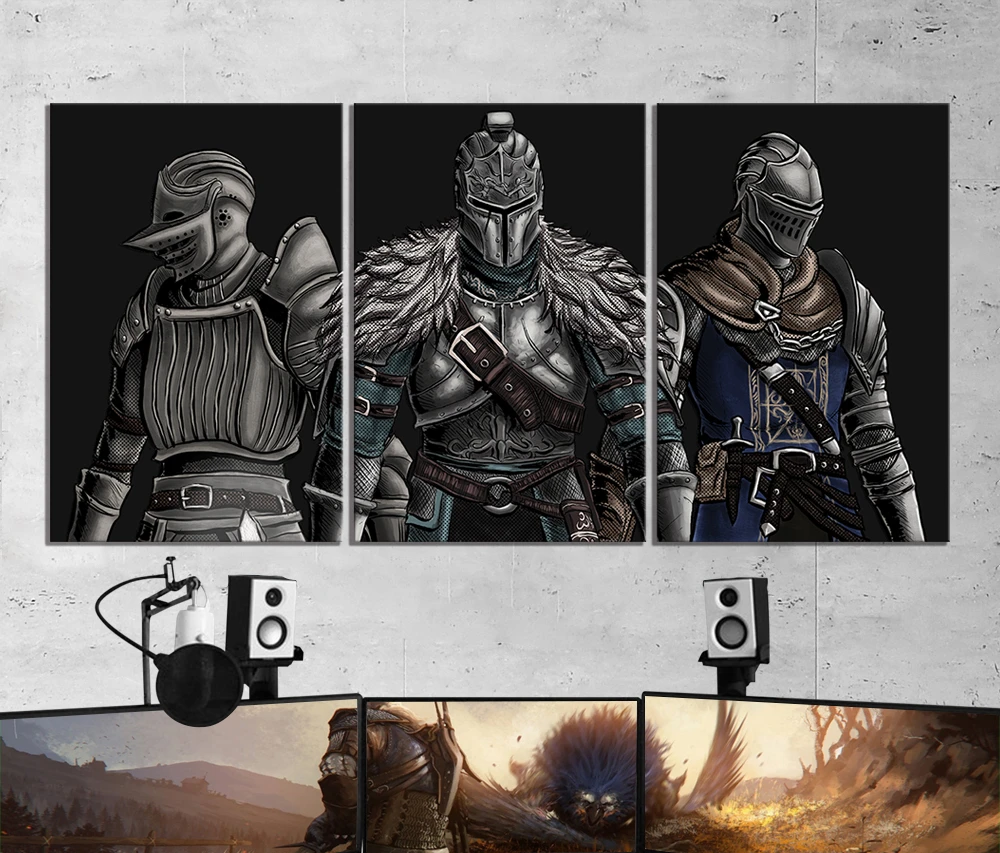 Домашний декор постер картины принты Холст 3 шт. модульная Dark Souls Warrior Game Geprinte
