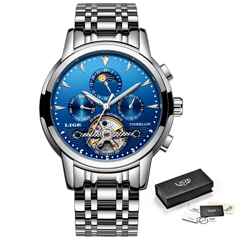 LIGE Three Dial Calendar Stainless Steel Men Mechanical Automatic Wrist Watches Top Brand Luxury Military Sport Male Date Clock
LIGE Three Dial Calendar Stainless Steel Men Mechanical Automatic Wrist Watches Top Brand Luxury Military Sport Male Date Clock
