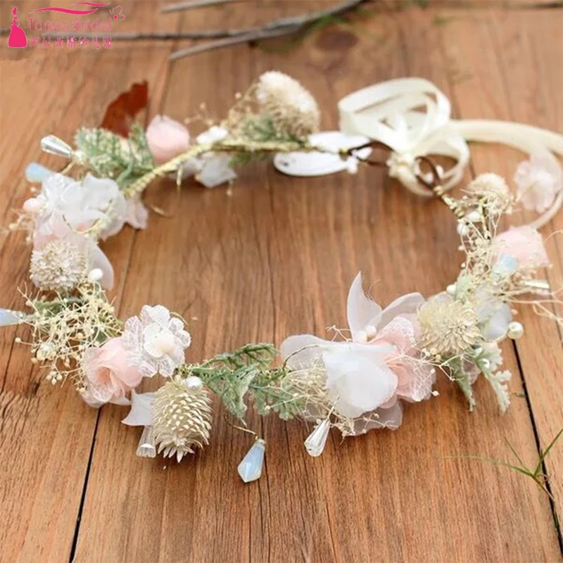 

Fairy Bridal wreath Pink flowers romantic bohemian headpieces Gypsophila Hairdress ZH080