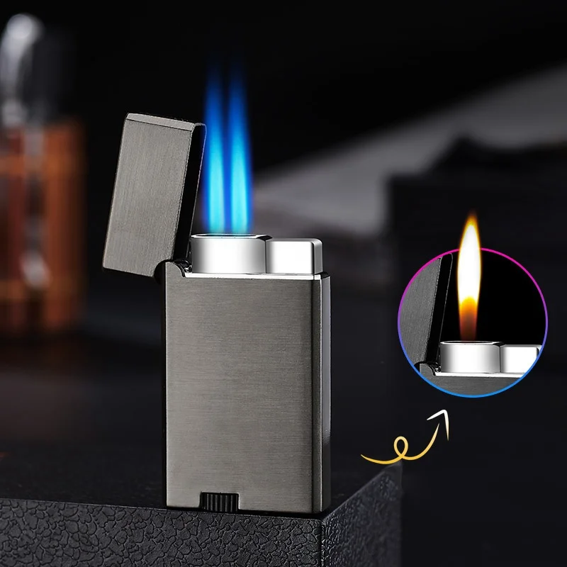 

Cigar Butane Lighters Creative Portable Metal Lighters Windproof Double Fire Torch Open Flame cigarette lighter Firepower Fierc