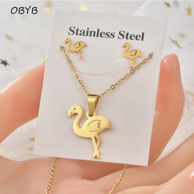 Stainless Steel Simple Cute Animal Pendant Jewelry Sets for Women Men Gold color Chain Necklace Earrings Jewellery Female Sets
Stainless Steel Simple Cute Animal Pendant Jewelry Sets for Women Men Gold color Chain Necklace Earrings Jewellery Female Sets