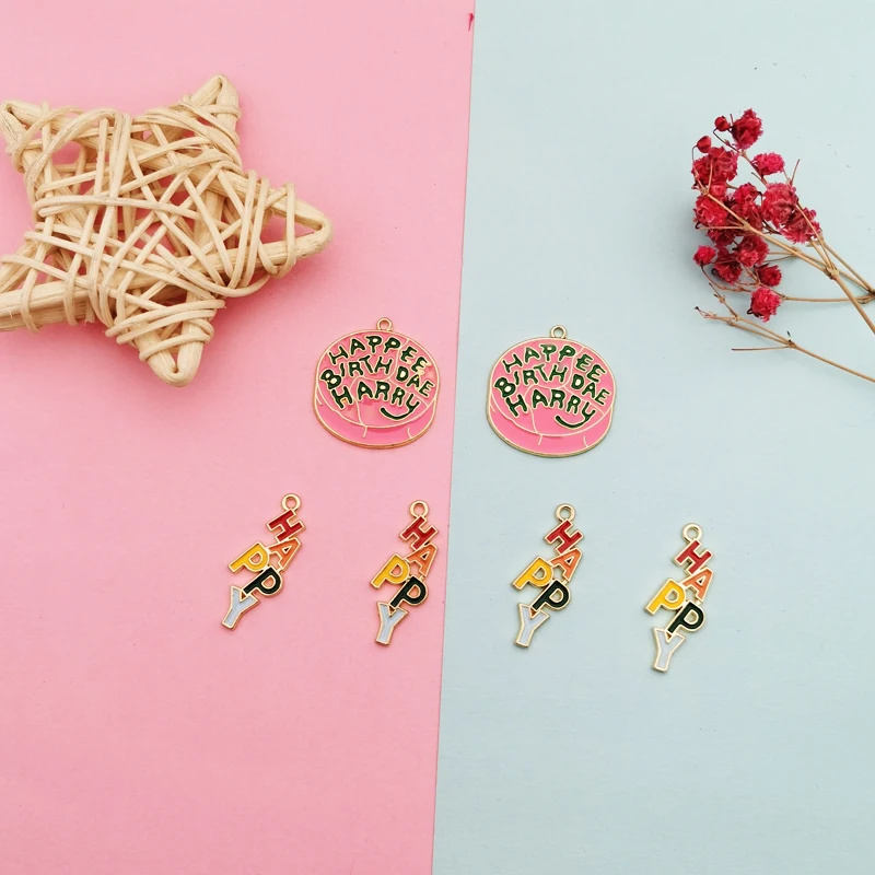 10pcs Letter " Happy " Birthday Cake Enamel Charms Alloy Pendants Jewelry Making Earring Bracelet Floating Golden Base DIY Gifts
10pcs Letter " Happy " Birthday Cake Enamel Charms Alloy Pendants Jewelry Making Earring Bracelet Floating Golden Base DIY Gifts