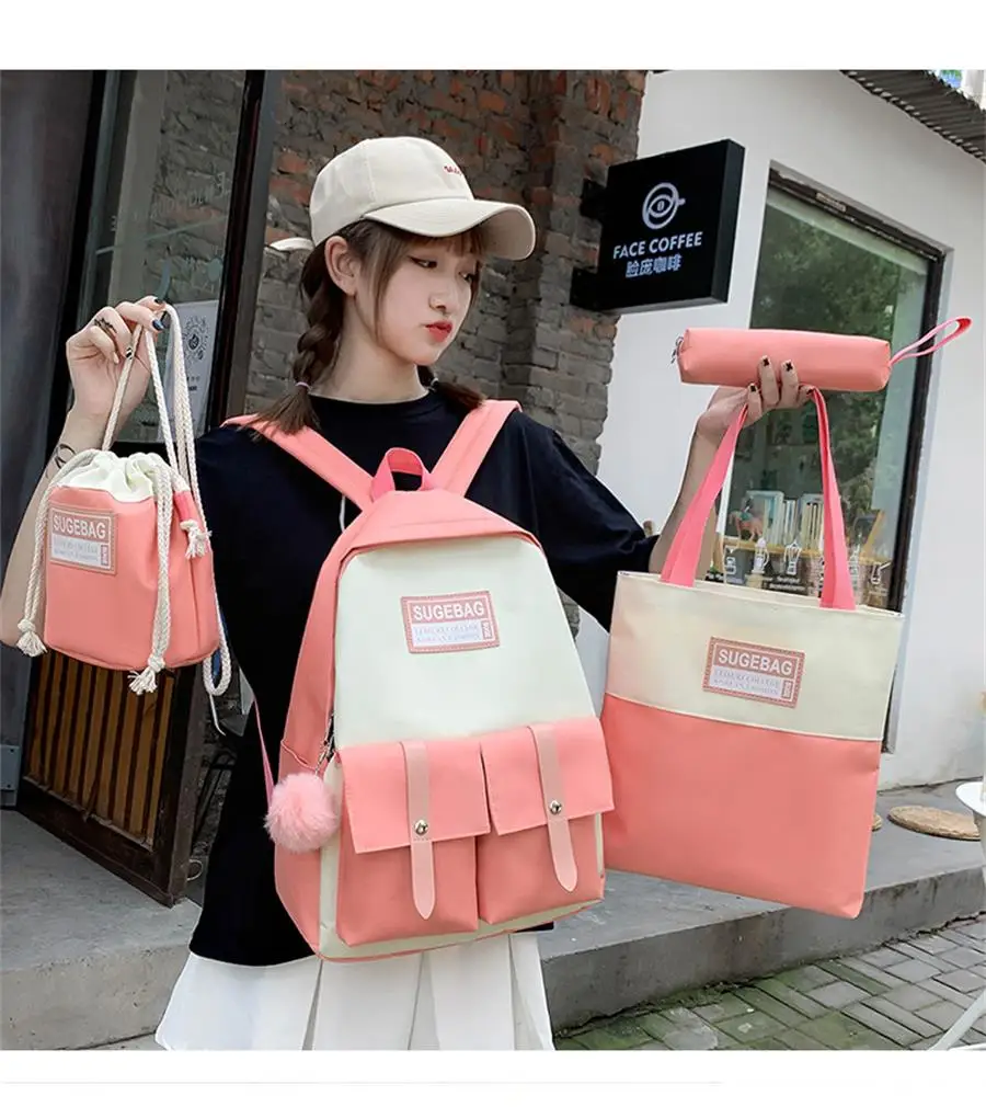 4 Pcs Set Harajuku Women Laptop Backpack Canvas School Bags Korea Style For Teenage Girls Kawaii College Student Kids Book Case
4 Pcs Set Harajuku Women Laptop Backpack Canvas School Bags Korea Style For Teenage Girls Kawaii College Student Kids Book Case