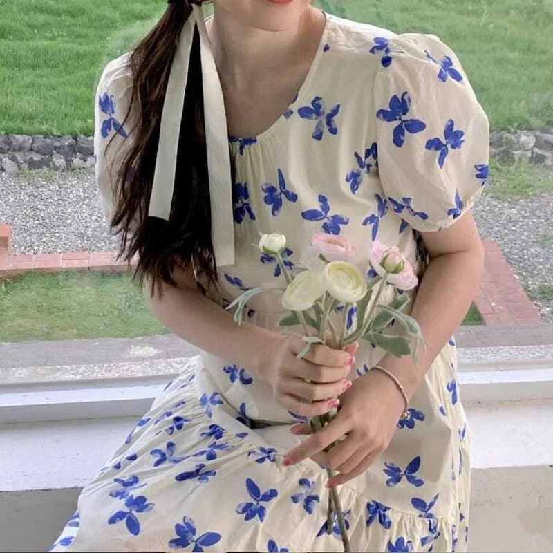Vintage Floral Dress Women Puff Sleeve Chiffon Kawaii Casual Dress Female Elegant Long Party Summer Dress Women's Clothing 2021
Vintage Floral Dress Women Puff Sleeve Chiffon Kawaii Casual Dress Female Elegant Long Party Summer Dress Women's Clothing 2021