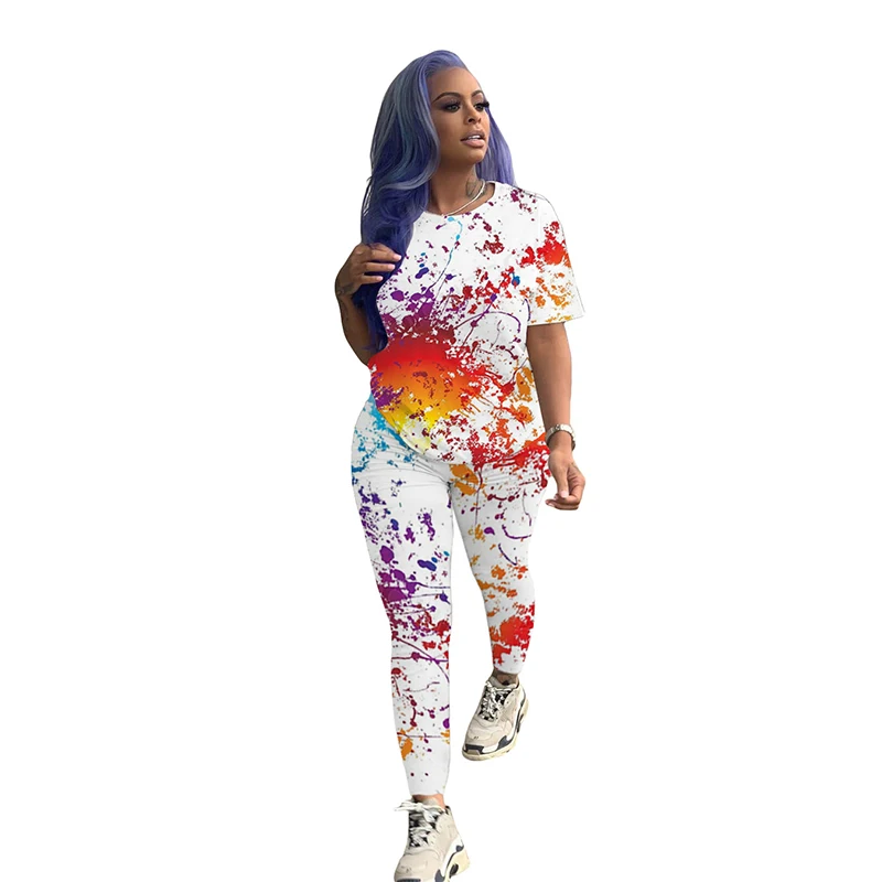 Solid Color Graffiti Print T-Shirt & Trousers Summer Women Suit Hot Style Model European and American Two Piece Set
Solid Color Graffiti Print T-Shirt & Trousers Summer Women Suit Hot Style Model European and American Two Piece Set