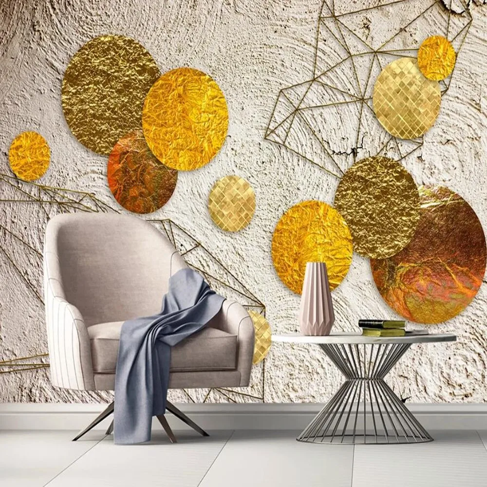 Большие настенные 3D-обои Milofi на заказ фоновые декорации с золотым кругом для