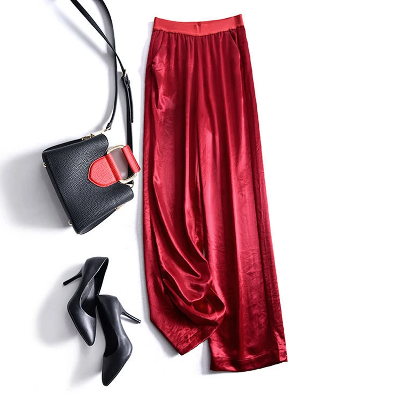 Acetate Wide-leg Pants Women's High-waist Drape Silk Skating Straight-leg Pants Spring Summer Thin Loose Casual Trousers Women
Acetate Wide-leg Pants Women's High-waist Drape Silk Skating Straight-leg Pants Spring Summer Thin Loose Casual Trousers Women