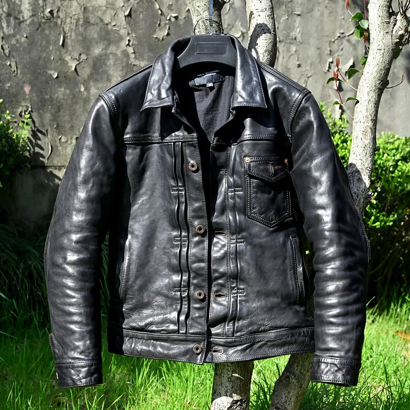 Куртка GU.SEEMIO из натуральной кожи в винтажном стиле Ковбойское пальто западном