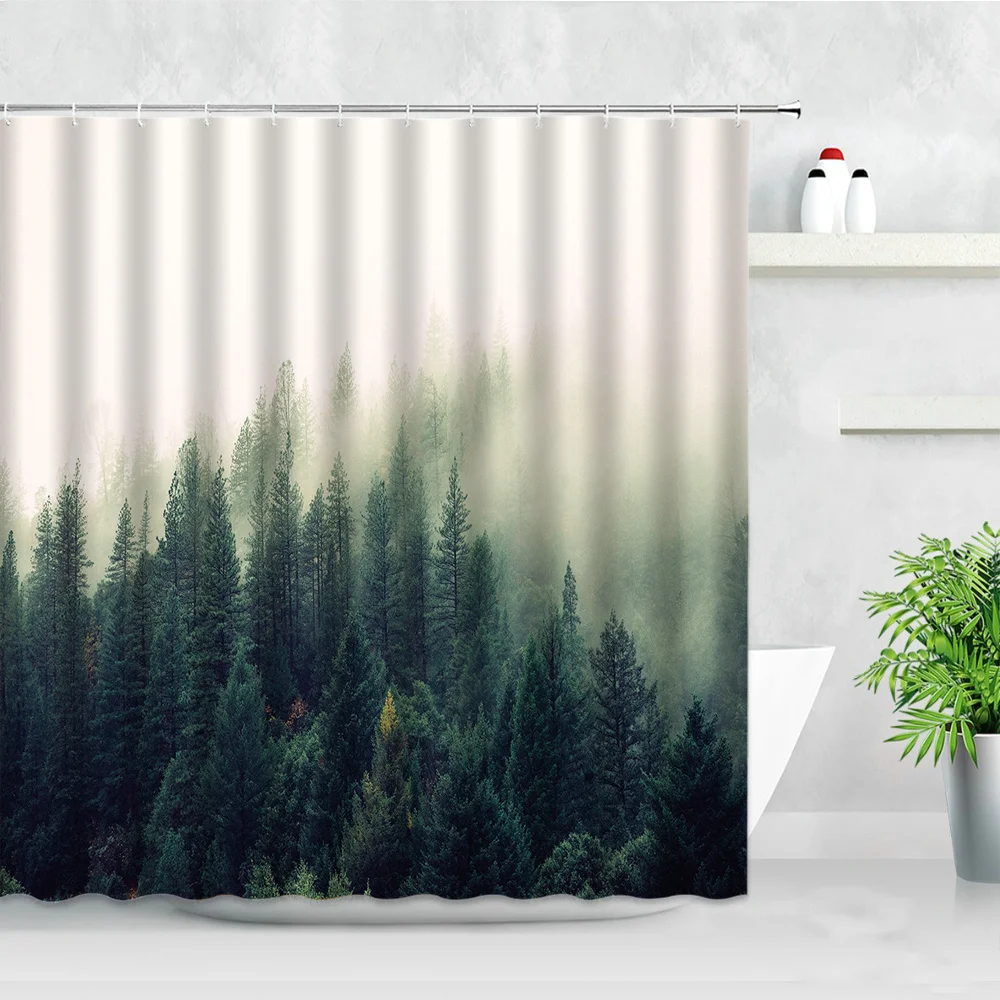 Fog Forest Shower Curtains Waterproof Fabric Bathroom Decor Mist Pine Natural Scenery Modern Bathtub Curtain With Hooks Screens
Fog Forest Shower Curtains Waterproof Fabric Bathroom Decor Mist Pine Natural Scenery Modern Bathtub Curtain With Hooks Screens