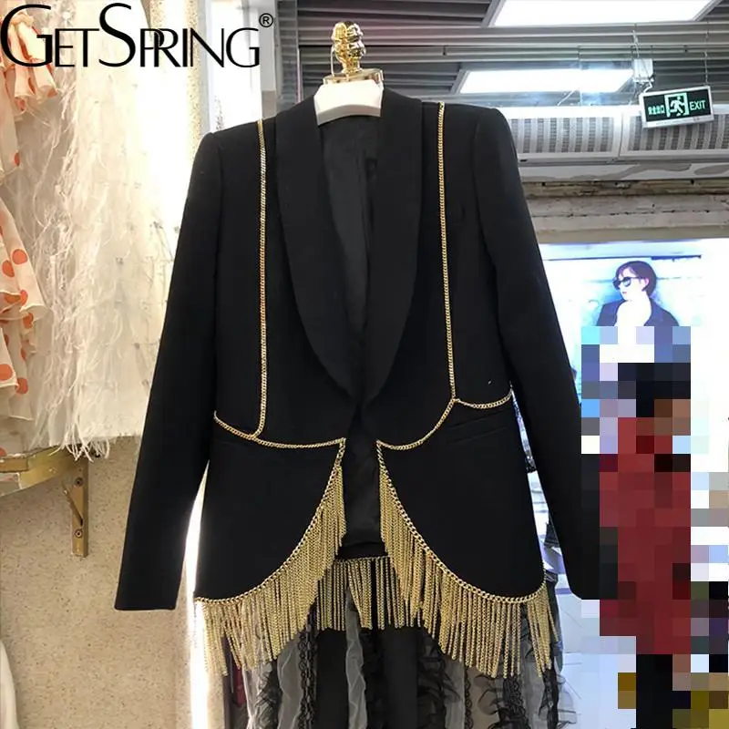 Getspring Women Blazer Chain Tassel Patchwork Black White Vintage Women Blazers And Jackets All Match Casual Loose Suit Coats
Getspring Women Blazer Chain Tassel Patchwork Black White Vintage Women Blazers And Jackets All Match Casual Loose Suit Coats