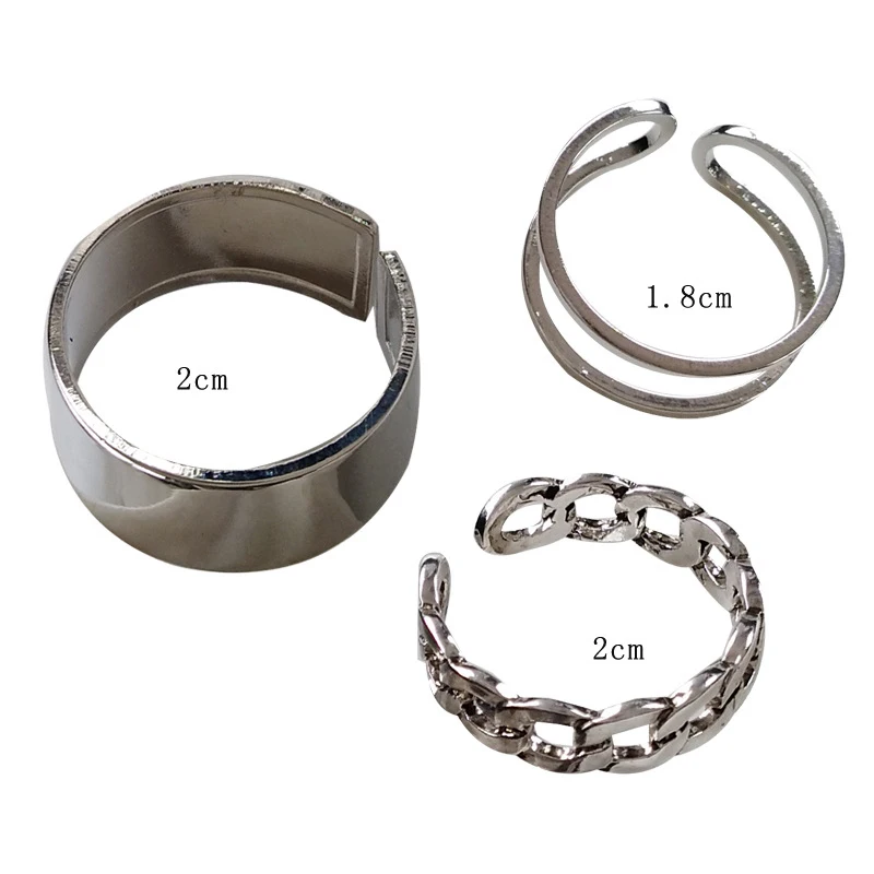 2020 Trendy Hip-hop Punk Style Ring for Women Silver colour Double-layer Hollow Open Rings Three-piece Set Fashion Jewelry Gift
2020 Trendy Hip-hop Punk Style Ring for Women Silver colour Double-layer Hollow Open Rings Three-piece Set Fashion Jewelry Gift