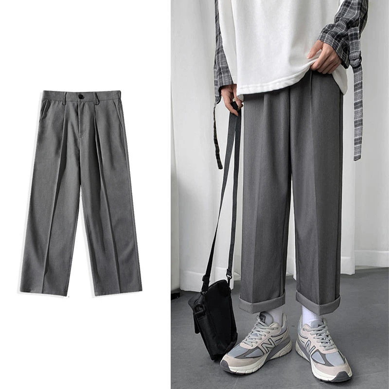 2021 Men's Silk Straight Casual Pants Fashion Business Design Cotton Formal Trousers Loose Trendy Grey/black Suit Pants M-5XL 
2021 Men's Silk Straight Casual Pants Fashion Business Design Cotton Formal Trousers Loose Trendy Grey/black Suit Pants M-5XL