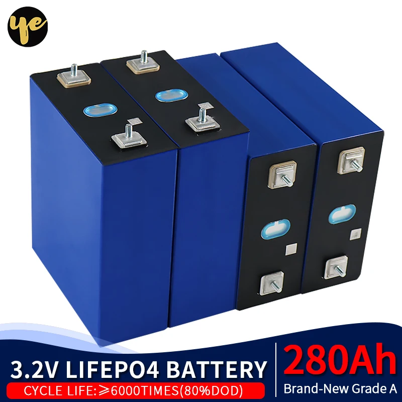 

Перезаряжаемые аккумуляторные батареи класса А, литий-железо-фосфатные призматические Новые солнечные элементы 280Ah Lifepo4 12 в 24 в 16 шт., без по...