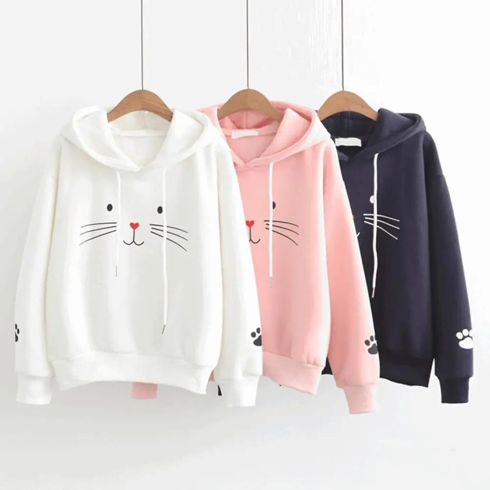 Skinny Cute Cat Hoodie Print Hood Hoodies Women Winter Korean Sweatshirts Pullovers Thick Sweater Student Cheap Hooded Loose
Skinny Cute Cat Hoodie Print Hood Hoodies Women Winter Korean Sweatshirts Pullovers Thick Sweater Student Cheap Hooded Loose
