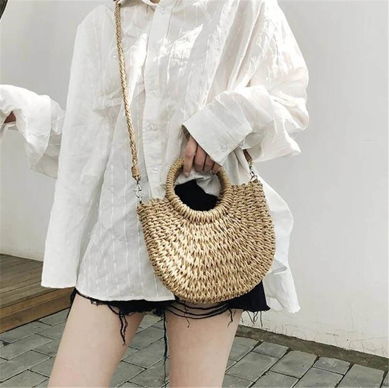 Handmade Half-Round Rattan Woven Straw Bag Summer Women Messenger Crossbody Bags Girls Small Beach Handbag 2020 
Handmade Half-Round Rattan Woven Straw Bag Summer Women Messenger Crossbody Bags Girls Small Beach Handbag 2020