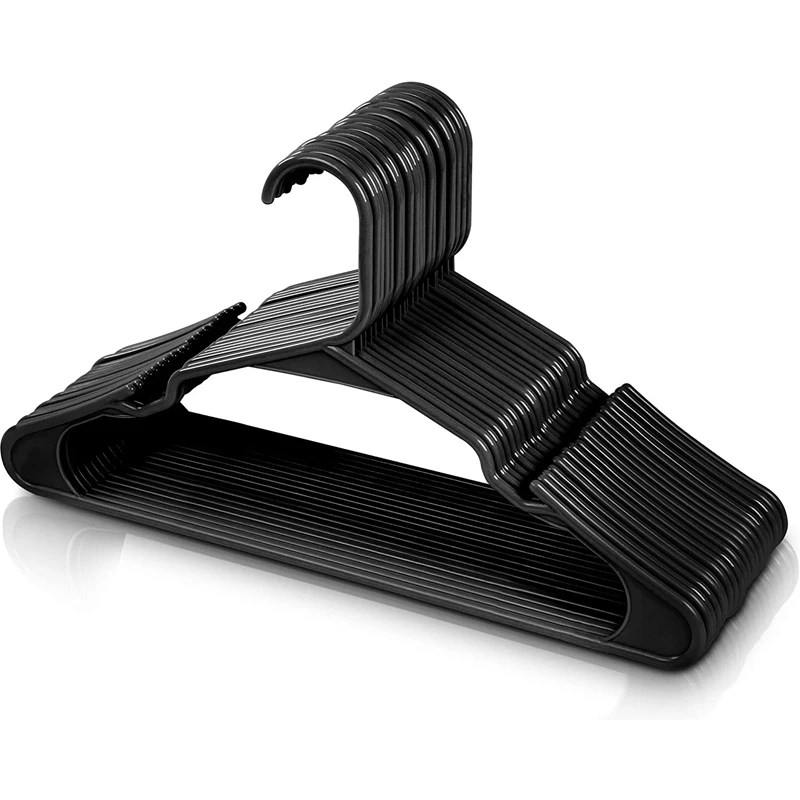 50 Pack Black Plastic Hangers for Clothes - Space Saving Notched Hangers - Durable and Slim - Shoulder Grooves
50 Pack Black Plastic Hangers for Clothes - Space Saving Notched Hangers - Durable and Slim - Shoulder Grooves