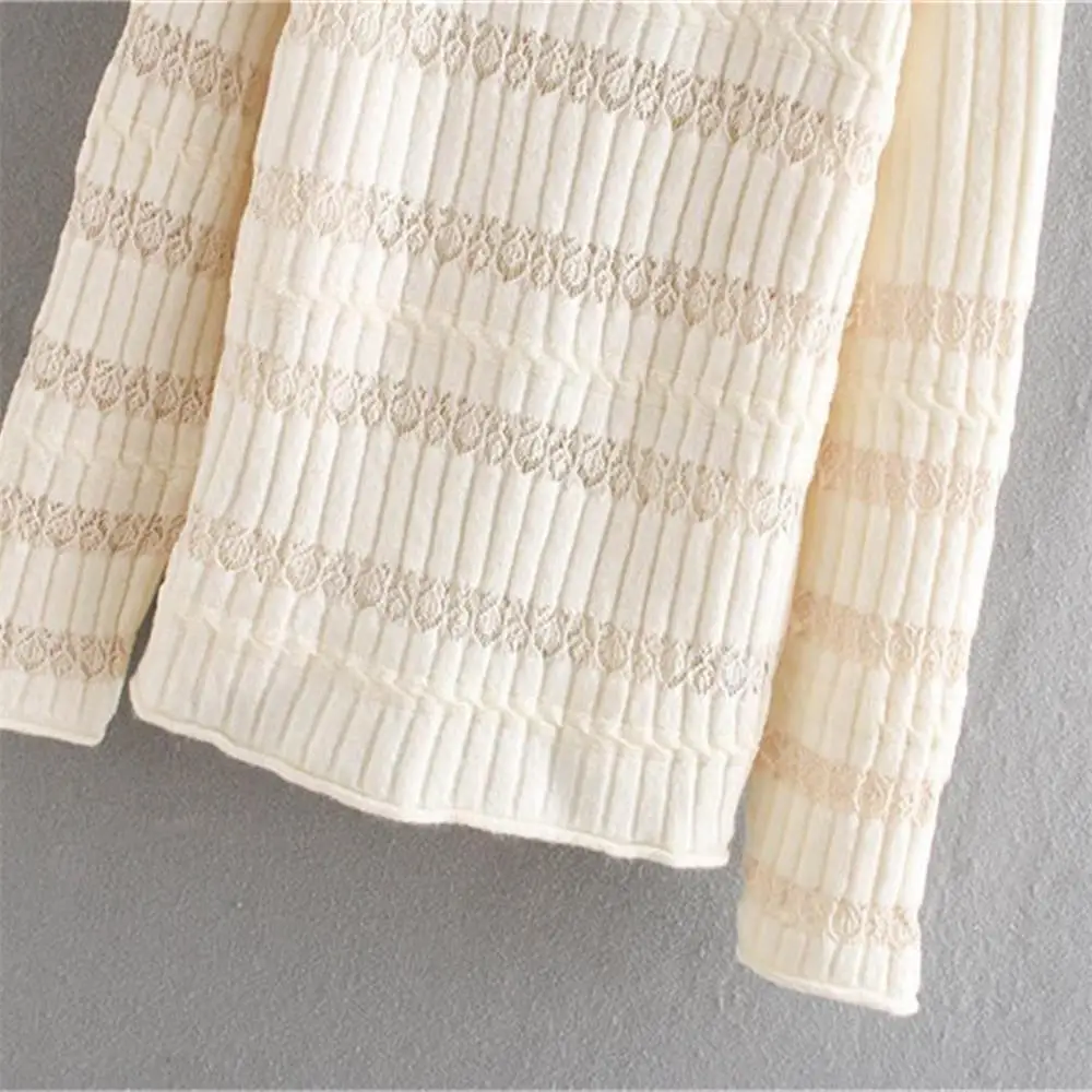 Autumn 2019 women's new round neck long sleeve contrast Knit shirt jacquard mesh splicing Knit shirt sweater 04331130712 
Autumn 2019 women's new round neck long sleeve contrast Knit shirt jacquard mesh splicing Knit shirt sweater 04331130712