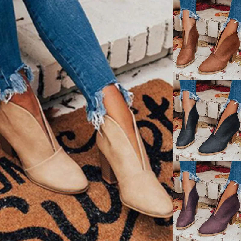 2021 Autumn Winter Women Boots V Cutout Ankle Boots Stacked Heel Booties Chelsea Boots PU Botas Zapatos Mujer SIze 35-43
2021 Autumn Winter Women Boots V Cutout Ankle Boots Stacked Heel Booties Chelsea Boots PU Botas Zapatos Mujer SIze 35-43