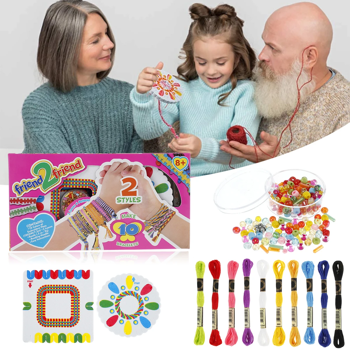 Bracelet Craft Set for 2-4 bracelets Making Braiding Bracelet Set Educative DIY Bracelet Making Kit for Girls Aged 3-12
Bracelet Craft Set for 2-4 bracelets Making Braiding Bracelet Set Educative DIY Bracelet Making Kit for Girls Aged 3-12