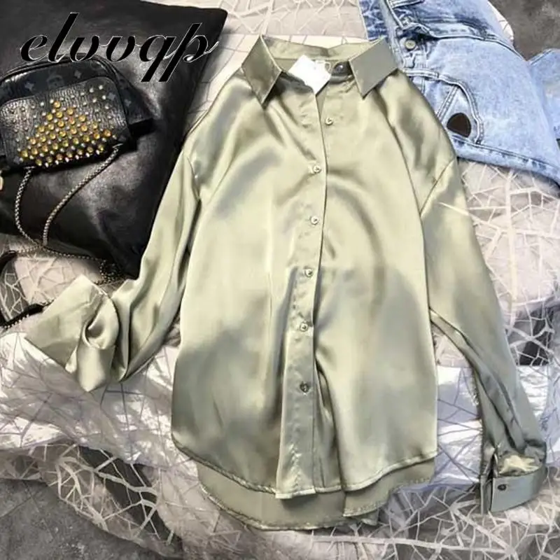 New Women Fashion Long Sleeves Satin Blouse Vintage Femme Oversized Street Shirts Elegant Imitation Silk Blouse
New Women Fashion Long Sleeves Satin Blouse Vintage Femme Oversized Street Shirts Elegant Imitation Silk Blouse
