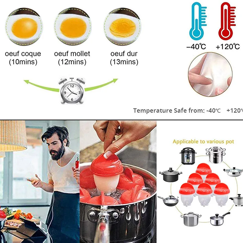 6pcs Egg Cooker Egg Poachers Non-stick Silicone Boiled Eggs Cup Kitchen Gadgets Baking Accessories Mold Cooking Cooker Separator
6pcs Egg Cooker Egg Poachers Non-stick Silicone Boiled Eggs Cup Kitchen Gadgets Baking Accessories Mold Cooking Cooker Separator