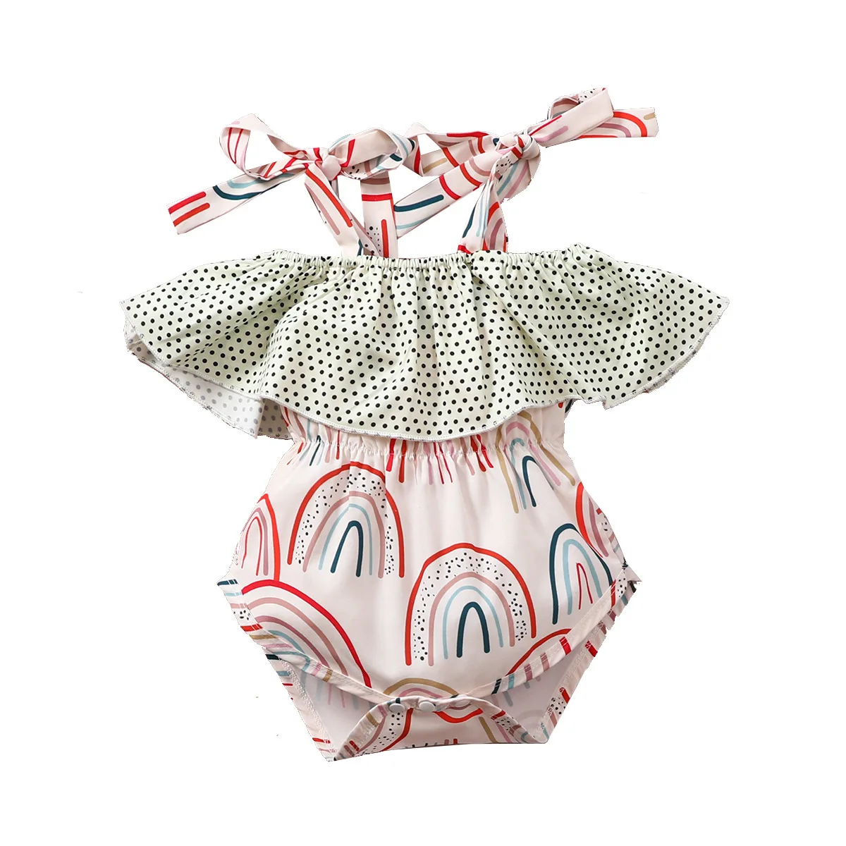 Infant Baby Girls Summer Off Shoulder Patchwork Dot Rainbow Outwear Toddler Kids Baby Jumpsuits Newborn Bodysuits 0-12M
Infant Baby Girls Summer Off Shoulder Patchwork Dot Rainbow Outwear Toddler Kids Baby Jumpsuits Newborn Bodysuits 0-12M