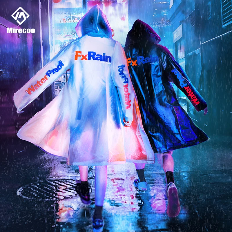 Фото Непромокаемая куртка Mirecoo с буквенным принтом длинная пуговица дождевик