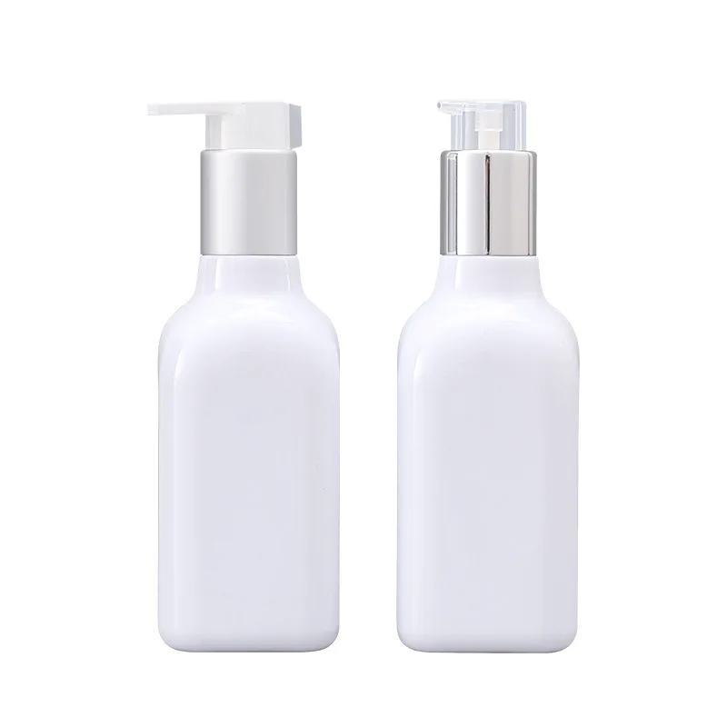 

200ML Emulsion Plastic Lotion Pump Bottle White Body Cream Shower Gel Matte Silver Empty Refillable Lotion Shampoo Bottle 10pcs