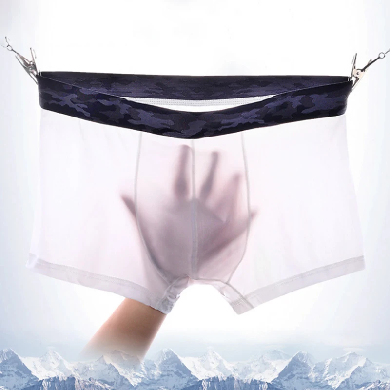 Summer Ice Silk Men Underwear Seamless Transparent Boxer Shorts Ultra Thin Sheer Breathable Comfortable Panties Underpants
Summer Ice Silk Men Underwear Seamless Transparent Boxer Shorts Ultra Thin Sheer Breathable Comfortable Panties Underpants