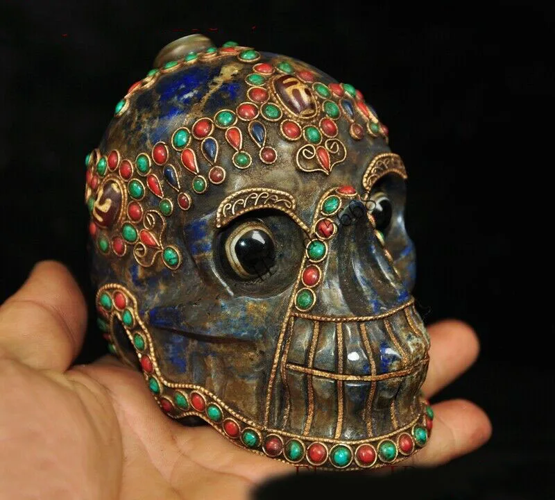 wedding decoration 4"lapis lazuli silver Filigree inlay agate Dzi gem tara Devil Skull head statue
wedding decoration 4"lapis lazuli silver Filigree inlay agate Dzi gem tara Devil Skull head statue
