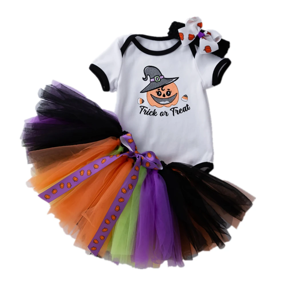 Trick or Treat Party Girl Dress Cute Newborn Baby Clothes 1st Halloween Baby Bodysuit Romper+Ruffles Tutu Skirt +Headband Outfit
Trick or Treat Party Girl Dress Cute Newborn Baby Clothes 1st Halloween Baby Bodysuit Romper+Ruffles Tutu Skirt +Headband Outfit