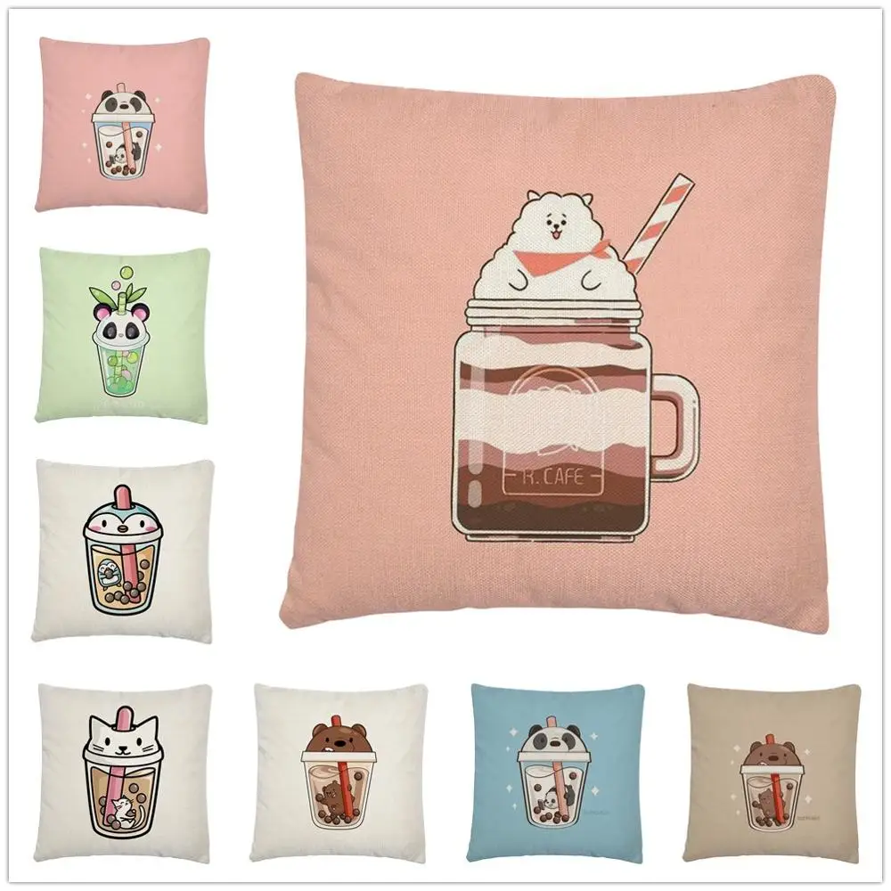 Cute Animal Milk Tea Cartoon Pattern Linen Cushion Cover Pillow Case for Home Sofa Car Decor Pillowcase 45X45cm
Cute Animal Milk Tea Cartoon Pattern Linen Cushion Cover Pillow Case for Home Sofa Car Decor Pillowcase 45X45cm