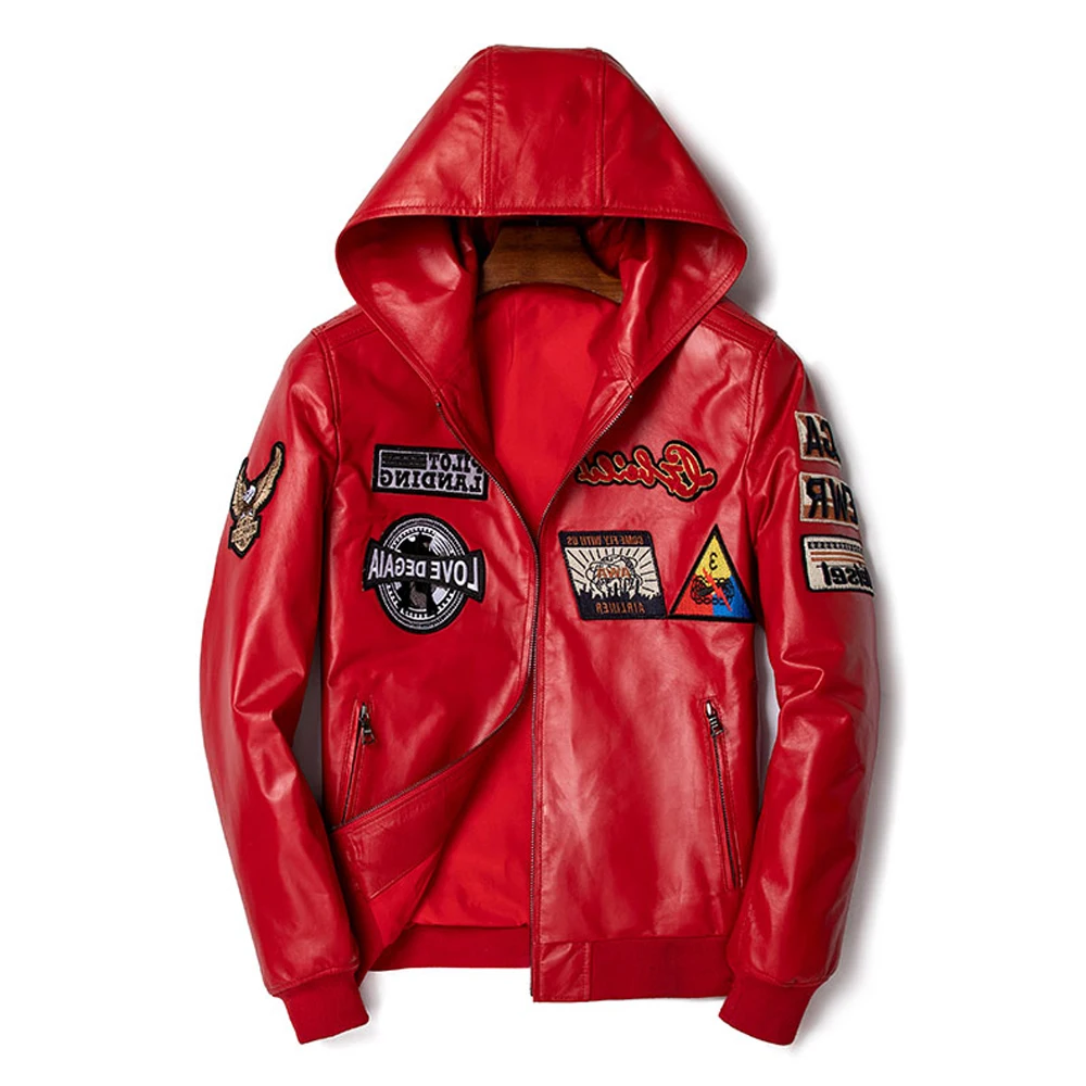 New Red Fashion Leather Coat Men Autumn Spring Black Genuine Leather Clothing Top Quality Male Sheepskin Coat 
New Red Fashion Leather Coat Men Autumn Spring Black Genuine Leather Clothing Top Quality Male Sheepskin Coat