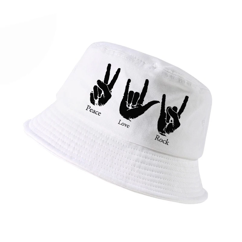 Love Peace Rock bucket hat Men women harajuku fisherman hat High Quality Cotton cap fashion outdoor Shade panama fishing hat
Love Peace Rock bucket hat Men women harajuku fisherman hat High Quality Cotton cap fashion outdoor Shade panama fishing hat