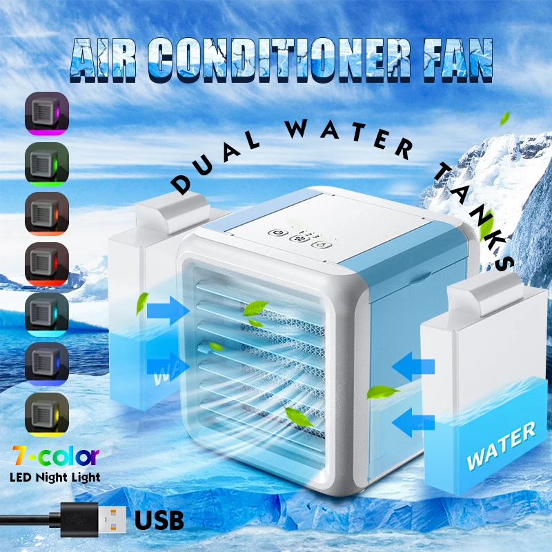Mini Portable Air Conditioner Conditioning Humidifier Purifier USB 7 Colors Light Desktop Air Cooler Fan With 2 Water Tanks Home
Mini Portable Air Conditioner Conditioning Humidifier Purifier USB 7 Colors Light Desktop Air Cooler Fan With 2 Water Tanks Home