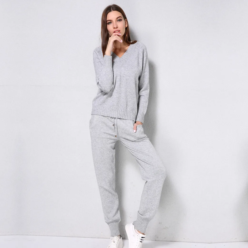 Fashion Casual Tracksuit Women Set Spring Autumn Long Sleeve V Neck Pullover Jumper Knitted Sweater Pants Track Suits For Ladies
Fashion Casual Tracksuit Women Set Spring Autumn Long Sleeve V Neck Pullover Jumper Knitted Sweater Pants Track Suits For Ladies