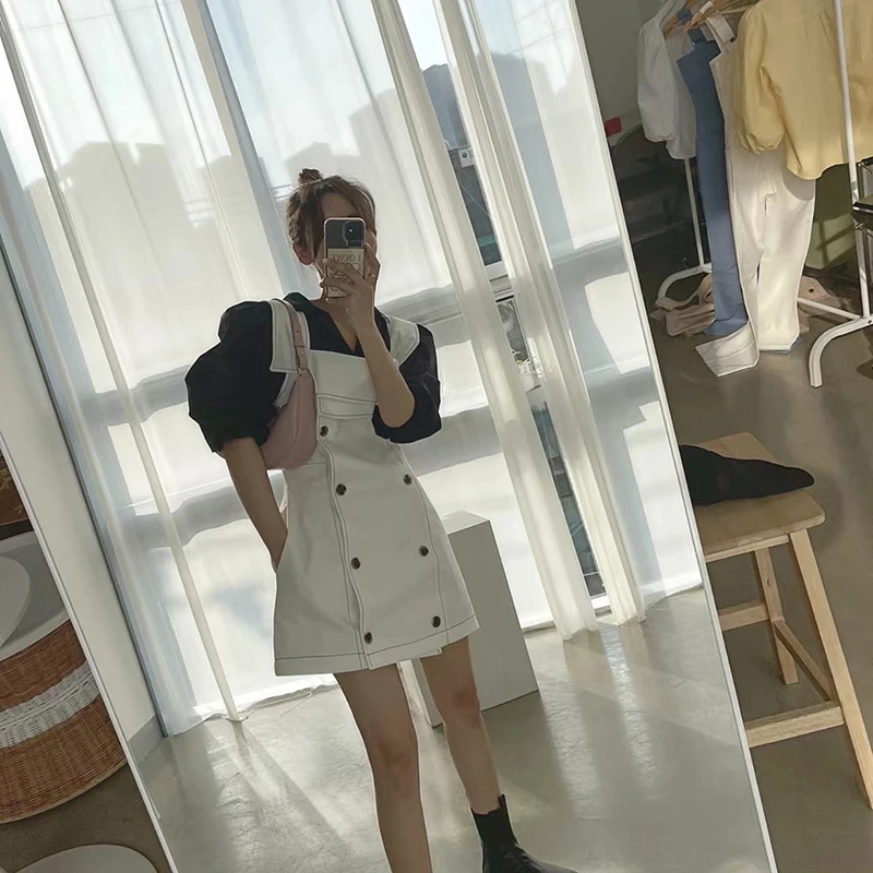 GALCAUR Patchwork Dress For Women Square Collar Sleeveless High Waist Temperament Dresses Females Summer Clothing 2021 New Style
GALCAUR Patchwork Dress For Women Square Collar Sleeveless High Waist Temperament Dresses Females Summer Clothing 2021 New Style